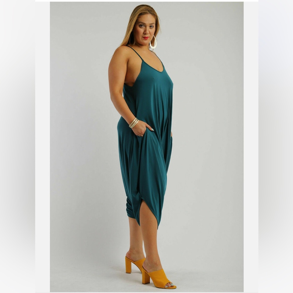 NWOT Canari Made in USA Spaghetti Strap Ribbed Knit Harem Jumpsuit 1XL